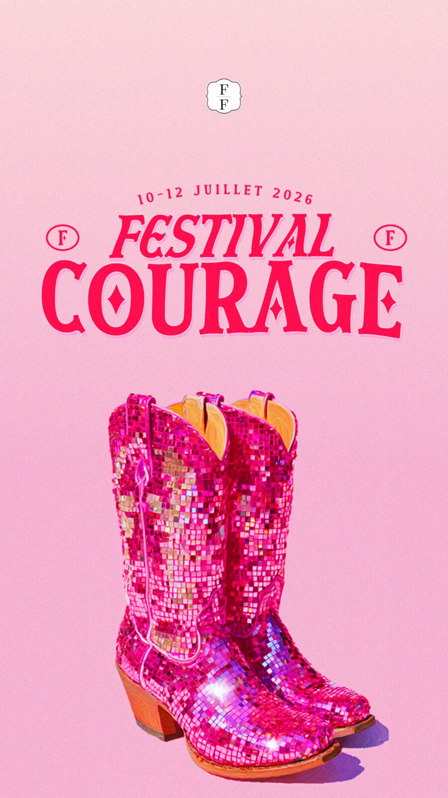 Affiche Festival Courage — bottes disco